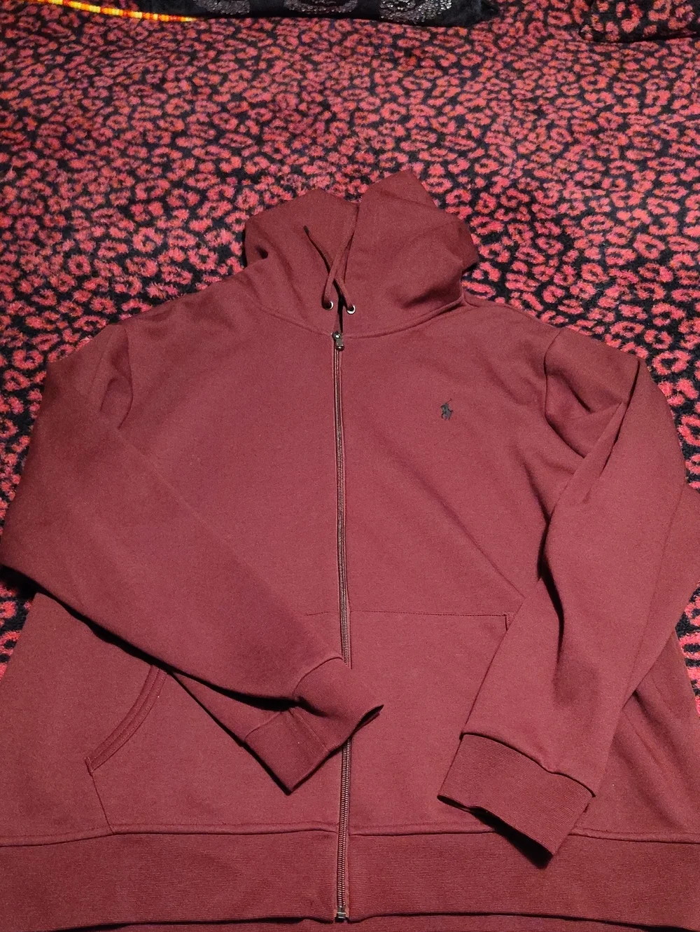 Ralph Lauren Men's Burgundy Full-Zip Hoodie